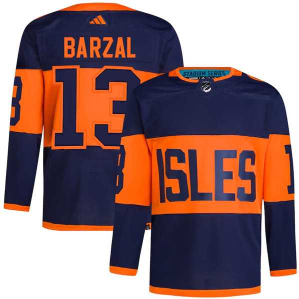 Men%27s New York Islanders #13 Mathew Barzal Navy 2024 Stadium Series Stitched Jersey Dzhi->new york islanders->NHL Jersey